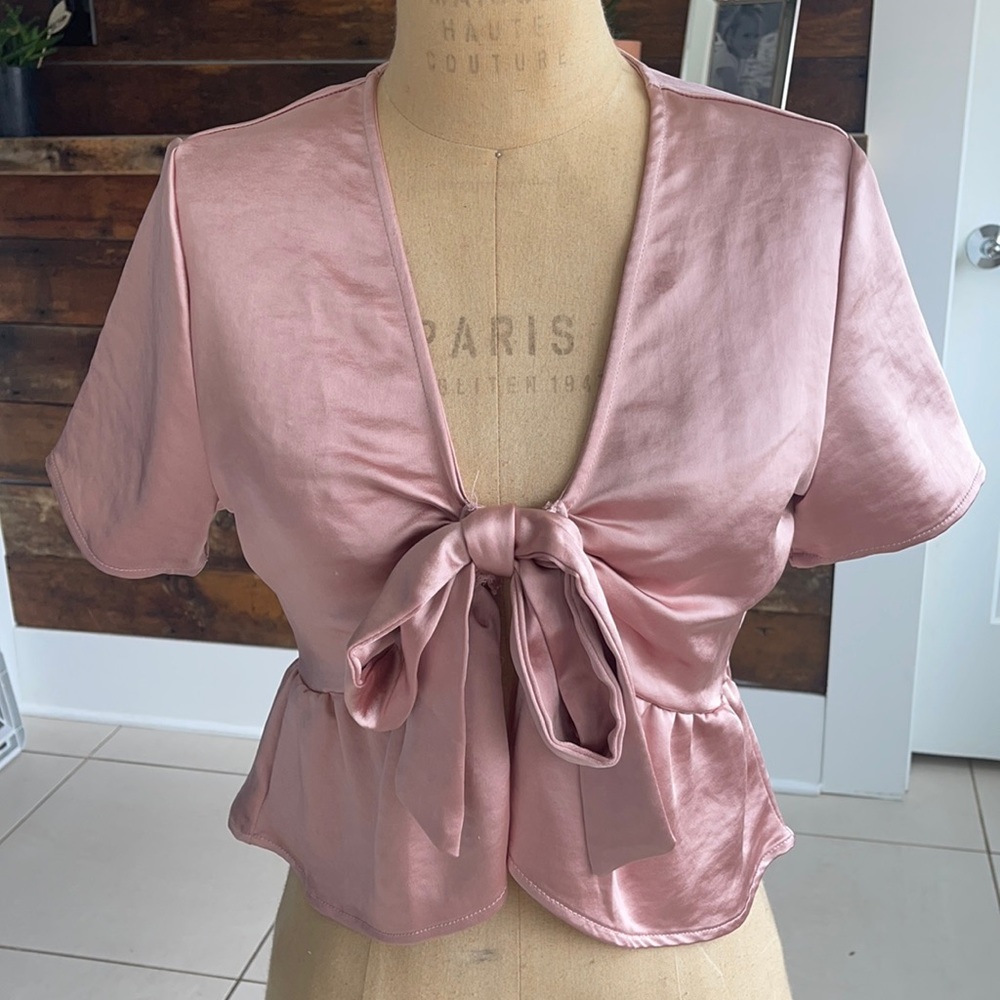 Pacsun- Kendall & Kylie tie front satin top